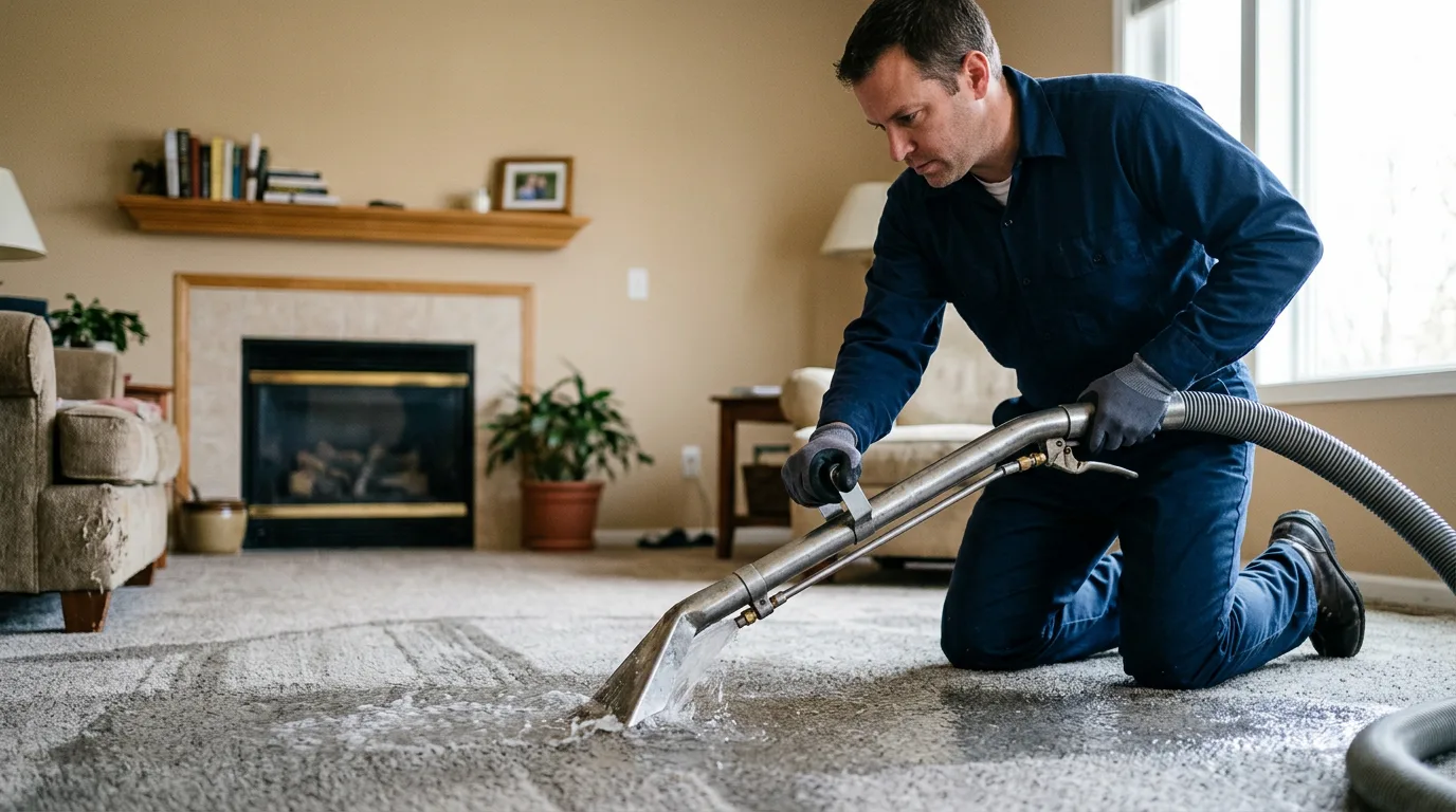 Water damage restoration technician working near Cutler, CA